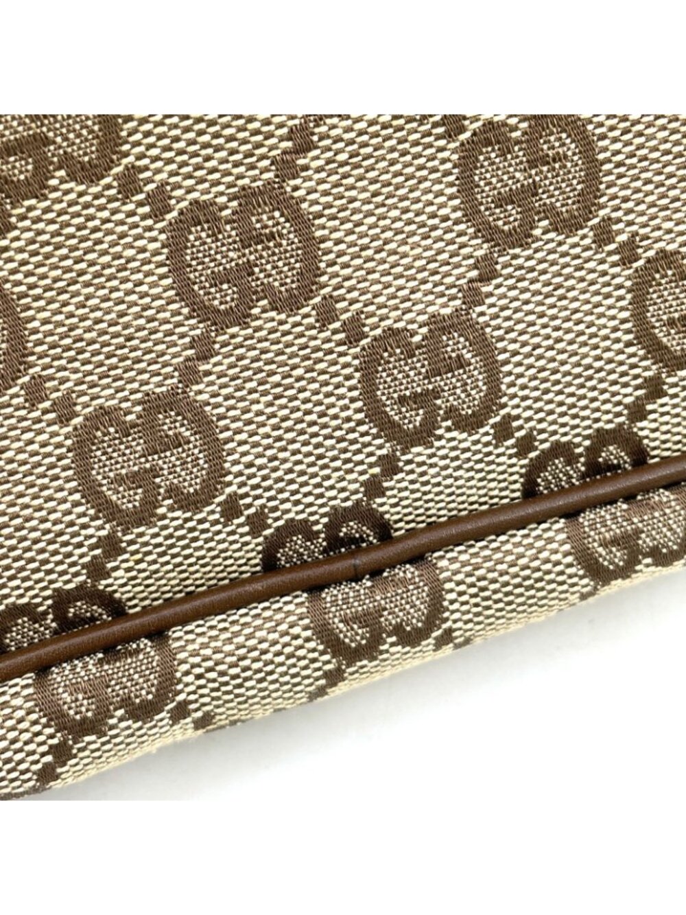 Gucci GG Canvas Pouch Brown Light Handbag Silver - Picture 13 of 13